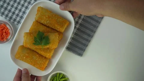 Vegetable Risoles, in Indonesia known as Risoles sayur Stock Footage 243439751