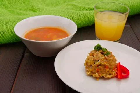 Vegetable risotto on a table Foto stock