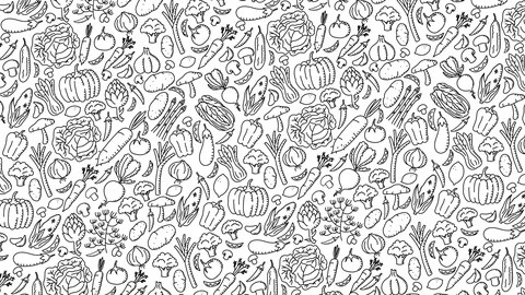 Vegetable rotate moving pattern background, kids hand drawing concept design Stock Footage 91842985