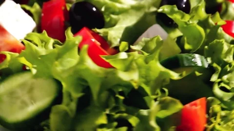 Vegetable salad with cheese Stock Footage 74208017
