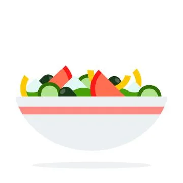 Vegetable salad in a dish vector flat material design isolated object on white Stock Illustration