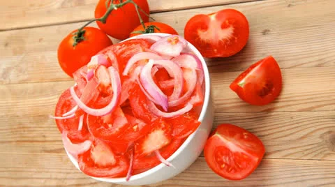 Vegetable salad : fresh tomato salad 库存影片 24954563