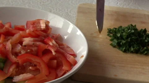 Vegetable salad. Greenery. Stock Footage 59329658