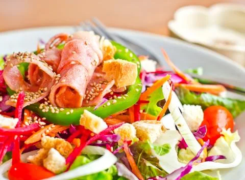 Vegetable salad with ham Photos