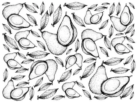 Vegetable Salad, Illustration Background Pattern of Hand Drawn Sketch Delicio 스톡 일러스트