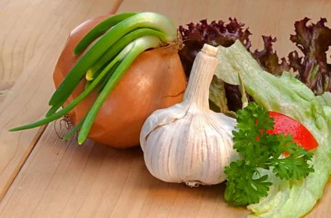 Vegetable salad ingredients Stock Photos