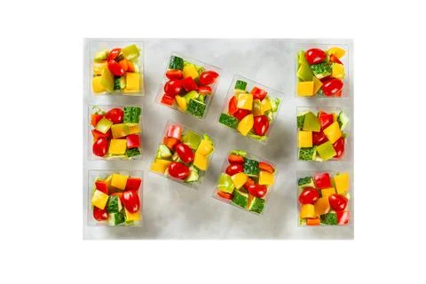 Vegetable salad in a plastic boxes, catering food Stock Photos