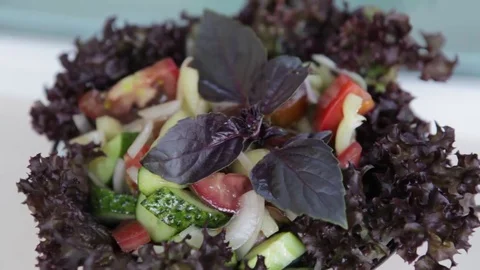 Vegetable salad in a plate, close-up. Stock Footage 77708587