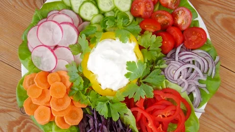 Vegetable salad on a plate. Stock Footage 248530635