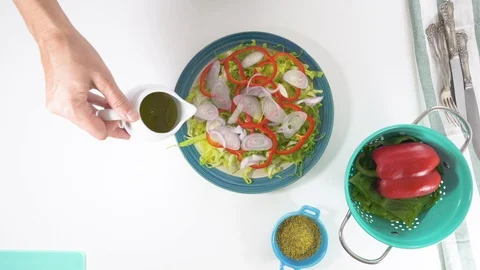 Vegetable salad preparation process.  Fresh organic romaine lettuce, Stock Footage 118513808