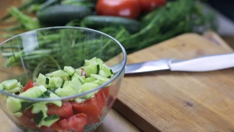 Vegetable salad with spices Stock Footage 94477301