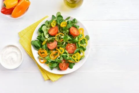 Vegetable salad, top view Stock Photos