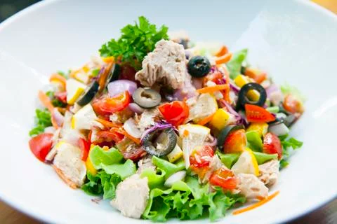 Vegetable salad with tuna Stock Photos
