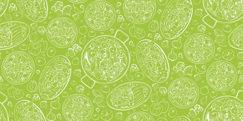 Vegetable Salad Vector Seamless Pattern for Food Design Stock Illustration