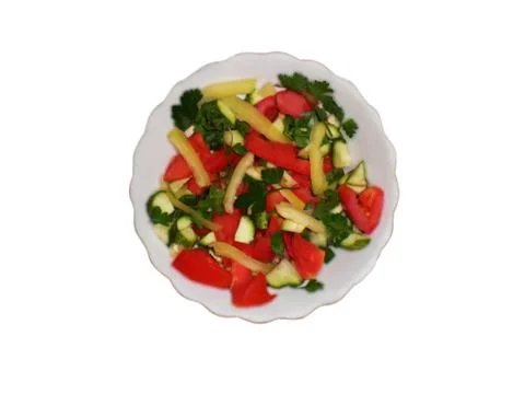 Vegetable salad  on a white background Stock Photos