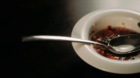 Vegetable sause on the plate Stock Footage 125458568