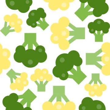 Vegetable seamless pattern, broccoli and cauliflower for wallpaper and backgr Stock Illustration