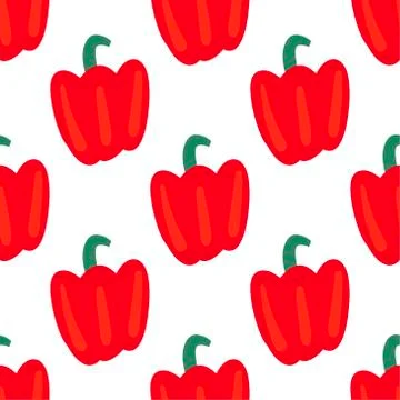 Vegetable seamless pattern with bulgarian pepper on a white background.  Stock Illustration