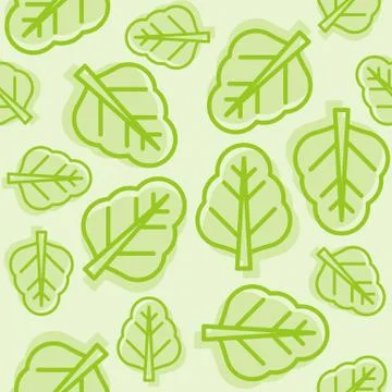 Vegetable seamless pattern, Chinese kale or spinach outline for wallpaper and Stockillustratie