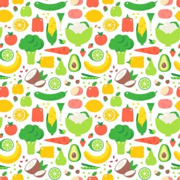 Vegetable seamless pattern garden background vector Stockillustratie