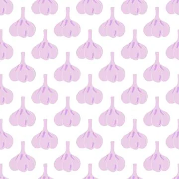 Vegetable seamless pattern with garlic on a white background. Healthy food  Stock Illustration