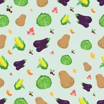 Vegetable seamless pattern. Vegetarian set of farm market products Stock Illustration