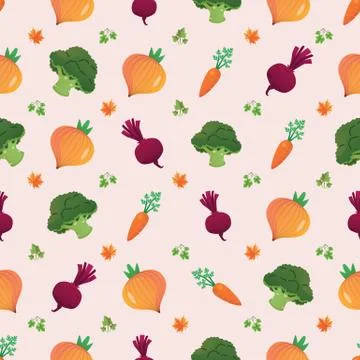 Vegetable seamless pattern. Vegetarian set of farm market products Stock Illustration