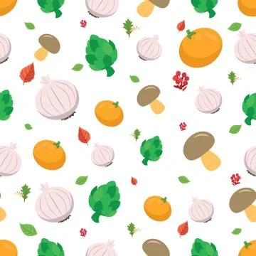 Vegetable seamless pattern. Vegetarian set of farm market products Stock Illustration