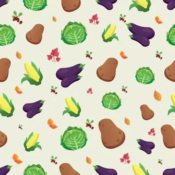 Vegetable seamless pattern. Vegetarian set of farm market products Stock Illustration