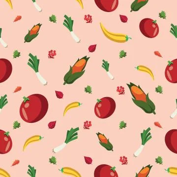 Vegetable seamless pattern. Vegetarian set of farm market products Illustrazione stock