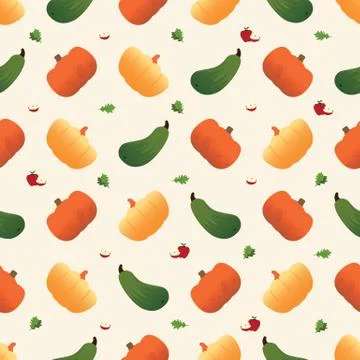 Vegetable seamless pattern. Vegetarian set of farm market products Stock Illustration