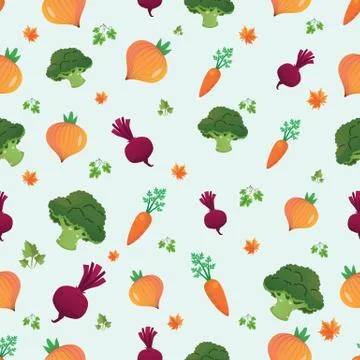 Vegetable seamless pattern. Vegetarian set of farm market products Stock Illustration
