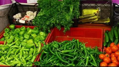 Vegetable section of supermarket Stock Footage 10793729