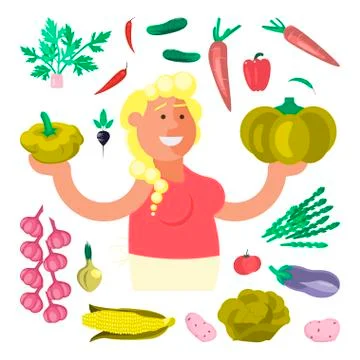 Vegetable seller character Stock Illustration