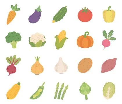 Vegetable set featuring garden produce Illustrazione stock