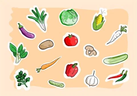 Vegetable Set Icons Illustrazione stock