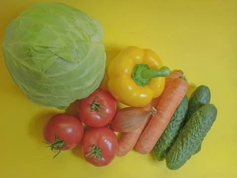 Vegetable set in a textile bag. Copy space for text Stock Photos