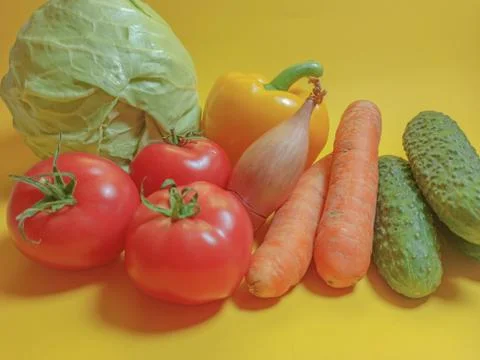 Vegetable set in a textile bag. Copy space for text Stock Photos