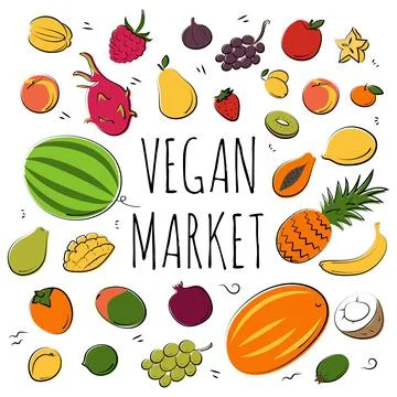 Vegetable set. Vector flat illustration. Vegetarian concept Stock Illustration