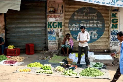 Vegetable shopping during lock down in India Stock Photos