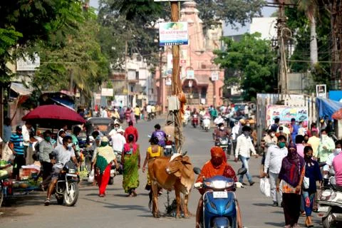 Vegetable shopping during lock down in India Stock Photos