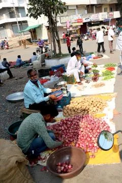 Vegetable shopping during lock down in India Stock Photos