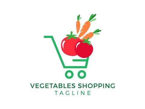 Vegetable shopping vector logo template design Stock Illustration