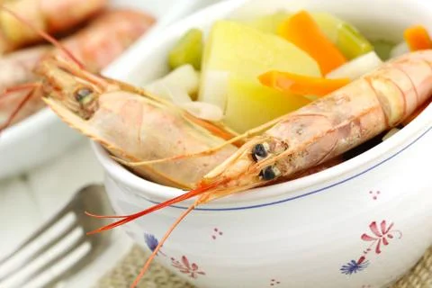 Vegetable shrimp stew Stock Photos