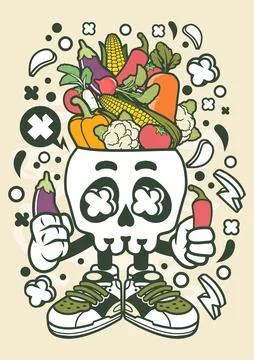 Vegetable Skull Head Stock Illustration