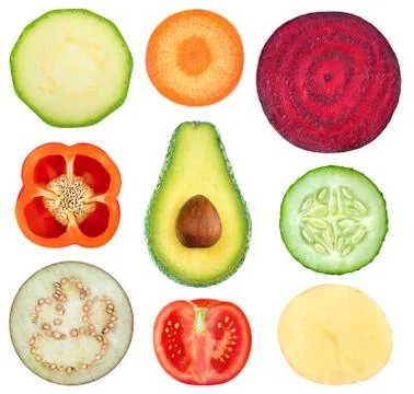 Vegetable slices collection Foto stock
