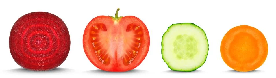 Vegetable slices Stock Photos