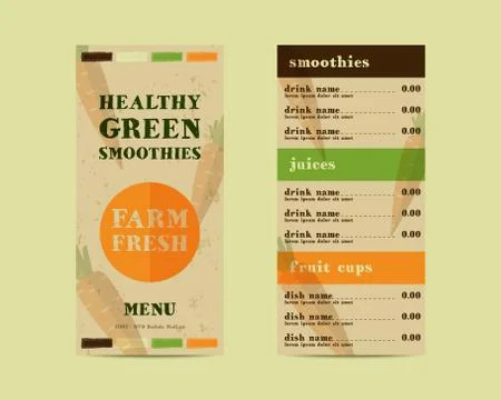 Vegetable smoothie menu vector concept. Fresh elements for cafe or restaurant Stockillustratie