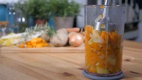 Vegetable smoothie for natural dieting, preparing healthy eating for weight loss Stock Footage 104556668