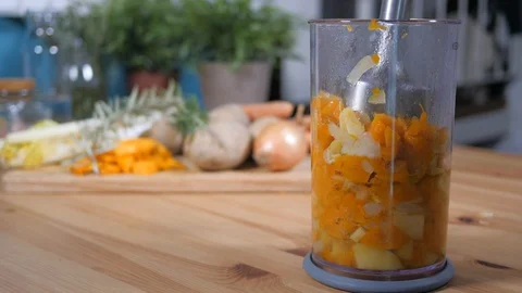 Vegetable smoothie for natural dieting, preparing healthy eating for weight loss Stock Footage 104556805